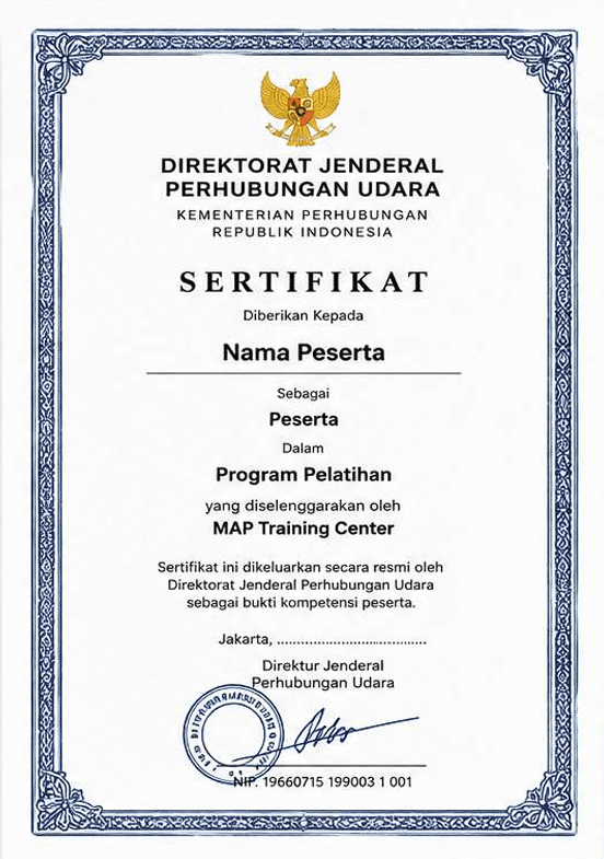 Sertifikat Resmi Direktorat Jenderal Perhubungan Udara - MAP Training Center